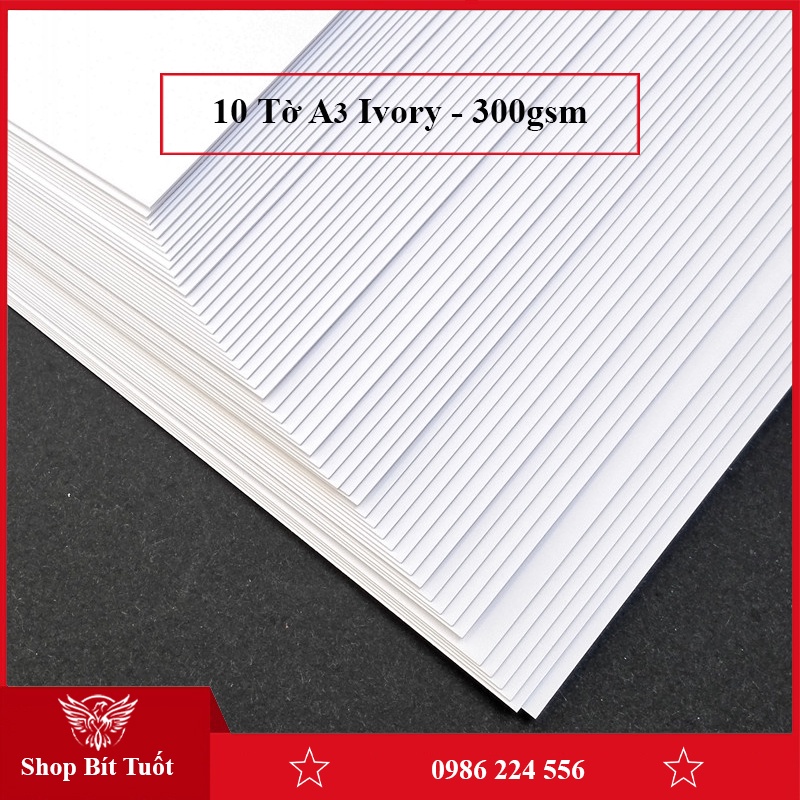 Giấy bìa cứng A3 Ivory 300gsm hộp quà thẻ Plash Card in ấn vẽ tranh làm mô hình 10 tờ