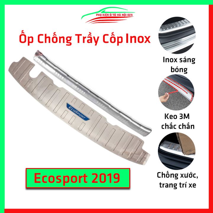 Ốp chống trầy cốp Ecosport 2018-2021 inox sáng bóng