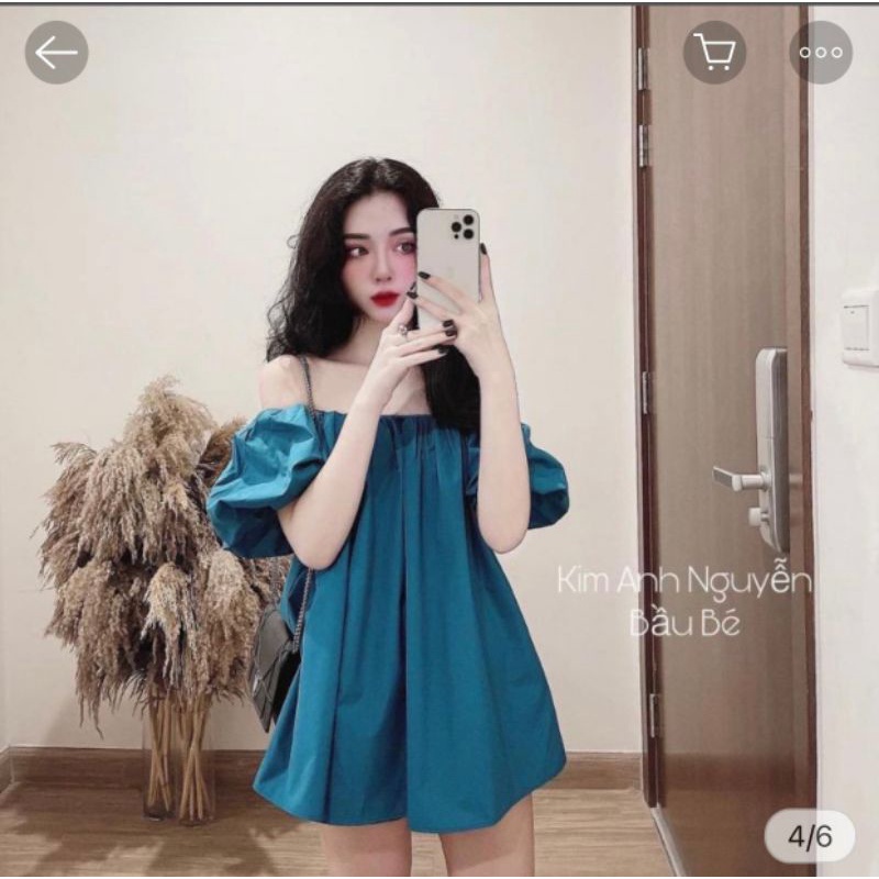 Áo trễ vai bèo tay phồng rộng dễ thương A020