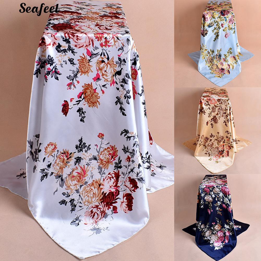 Khăn choàng hình vuông thời trang hình hoa mẫu đơn dài 90x90cm