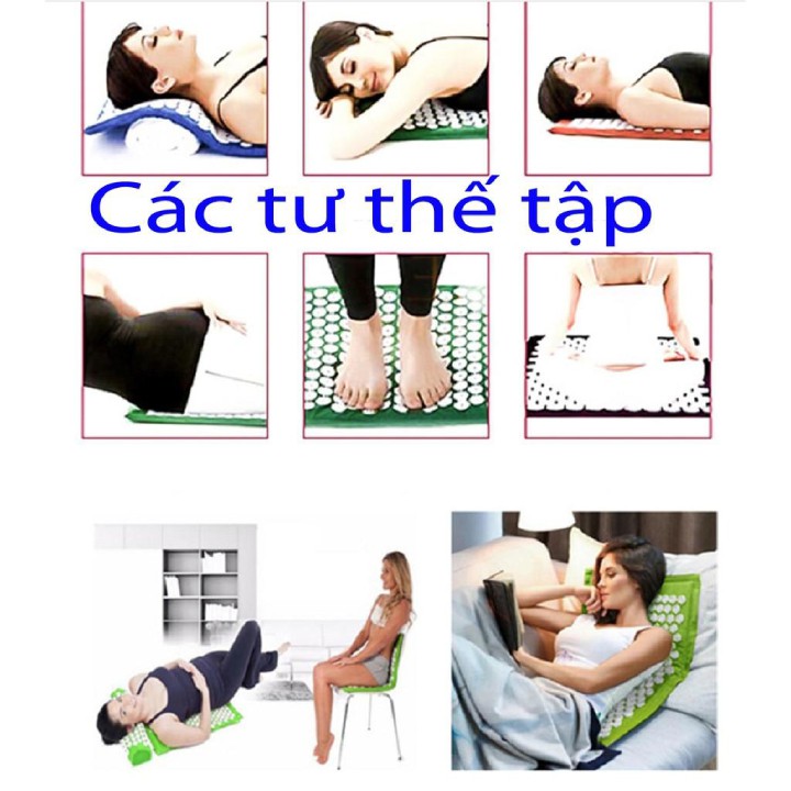 Thảm massage châm cứu toàn thân tặng kèm túi đựng - Bộ đệm bấm huyệt (Xanh đậm)