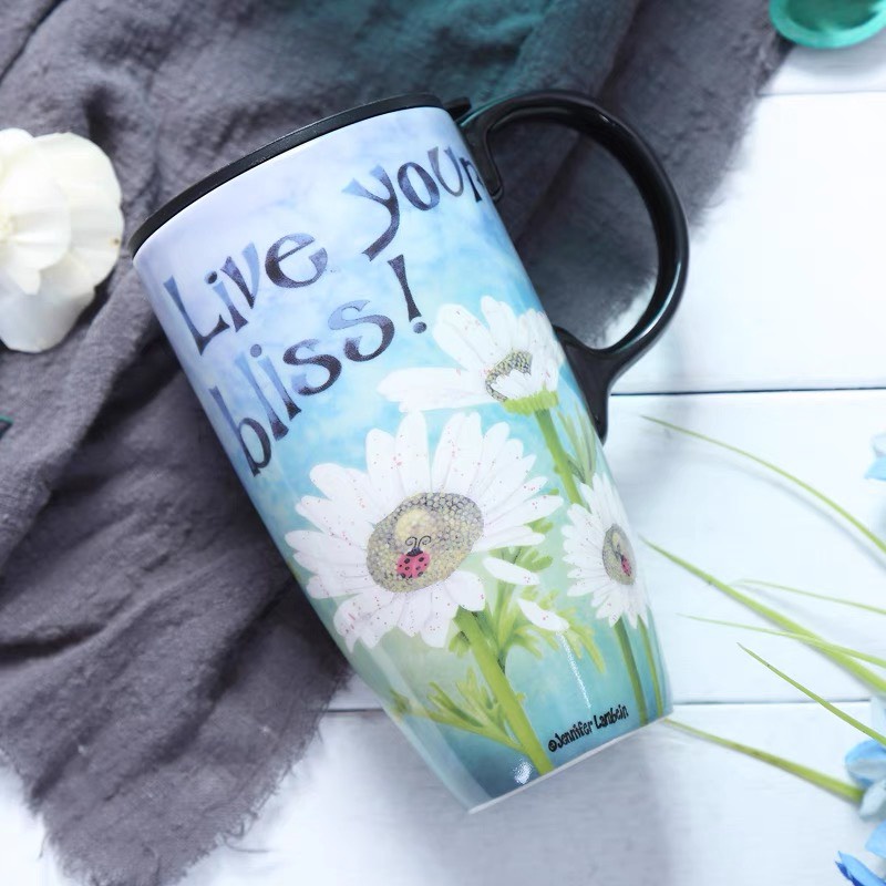 Cốc sứ,ly sứ 500ml họa tiết xinh xắn-Decor-Qùa tặng bạn bè và người thân