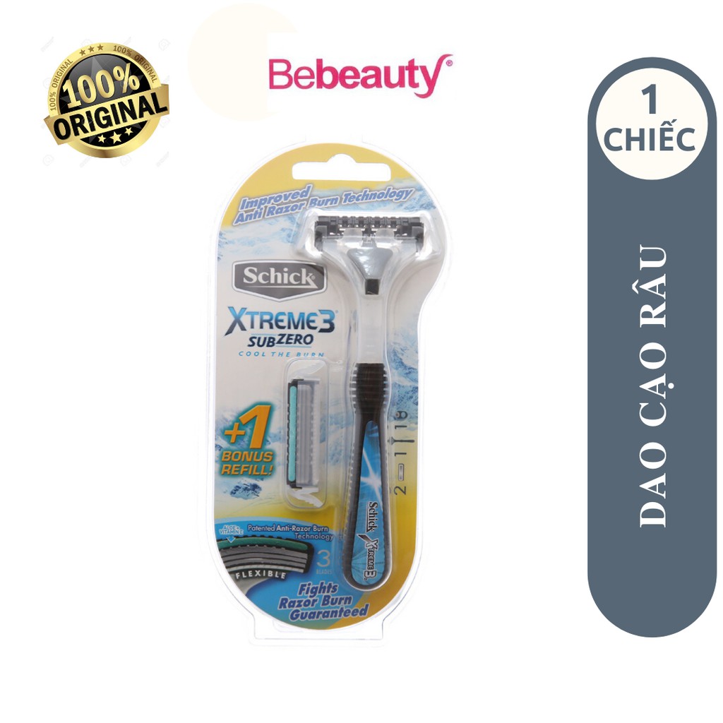 Bộ Dao Cạo Râu Thay Lưỡi Schick Xtreme 3 Mỹ (3 Lưỡi)
