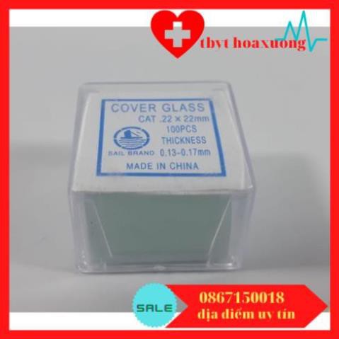 (com bo10 hộp )Lamen kính hiển vi 22x22mm