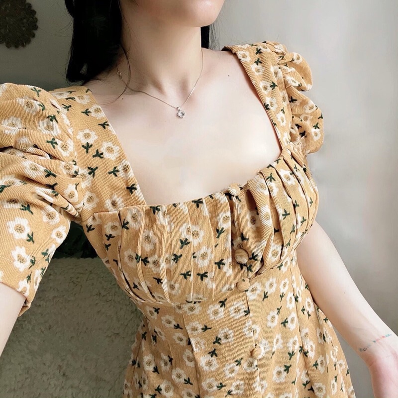 💥CÓ SẴN💥 Đầm hoa midi xếp ly ngực tôn dáng- Đầm hoa mùa hè - Đầm công sở đẹp thanh lịch ♥️ẢNH THẬT♥️