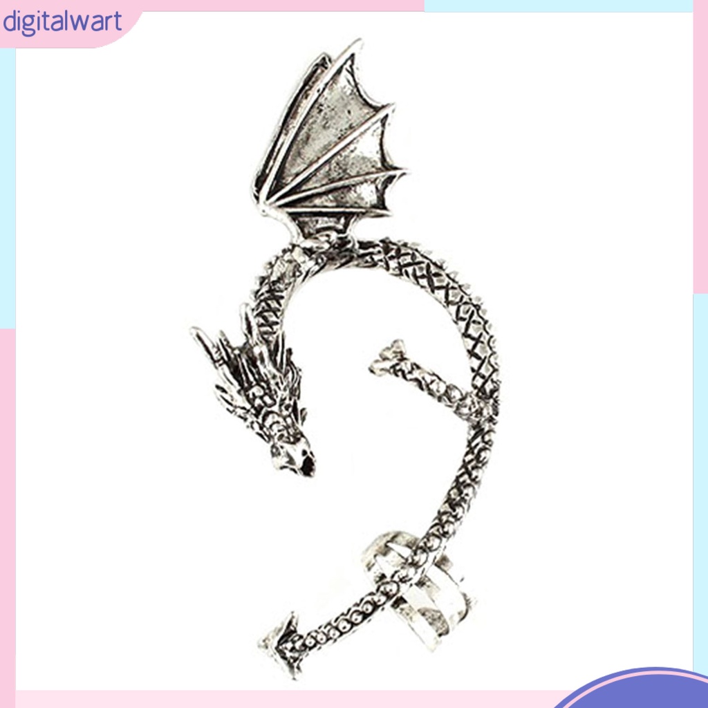 Khuyên vành tai đơn không xỏ lỗ thiết kế hình rồng phong cách retro cá tính dành cho nữ