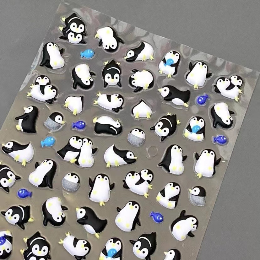 Sticker Dán Trang Trí Điện Thoại Hình Chim Cánh Cụt 3d