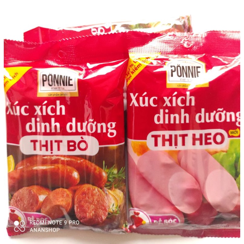 Xúc xích dinh dưỡng Ponnie vị bò, heo gói 175g