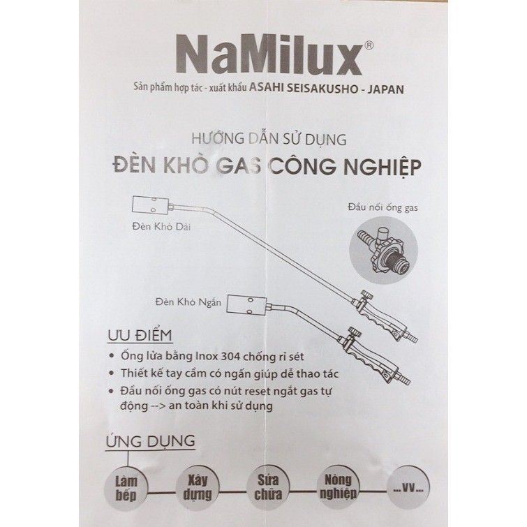 ĐÈN KHÒ GAS CÔNG NGHIỆP NAMILUX 203L/60 – Kèm 2m dây