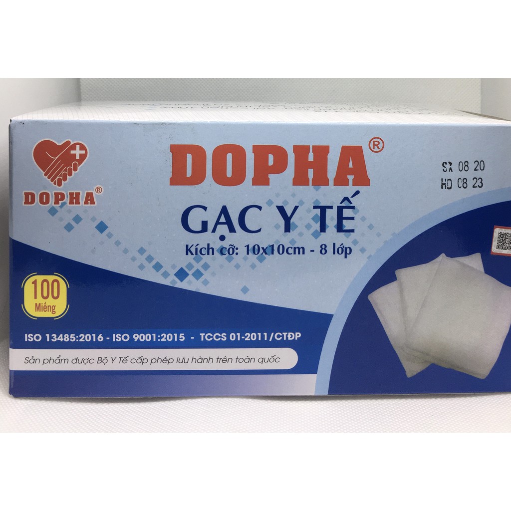 [10x10-8Lớp] Gạc y tế DOPHA đắp mặt nạ 10x10cm-8 Lớp