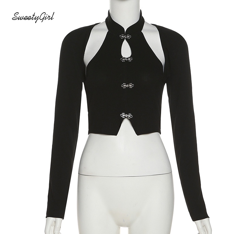 Áo Thun Dài Tay Ôm Dáng Màu Đen Trơn Thời Trang 2022 Gợi Cảm Dễ Phối Đồ Cho Nữ