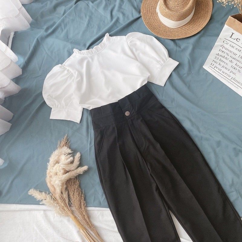 Quần baggy công sở nữ cạp cao bèo vải dày đẹp, may chuẩn | BigBuy360 - bigbuy360.vn