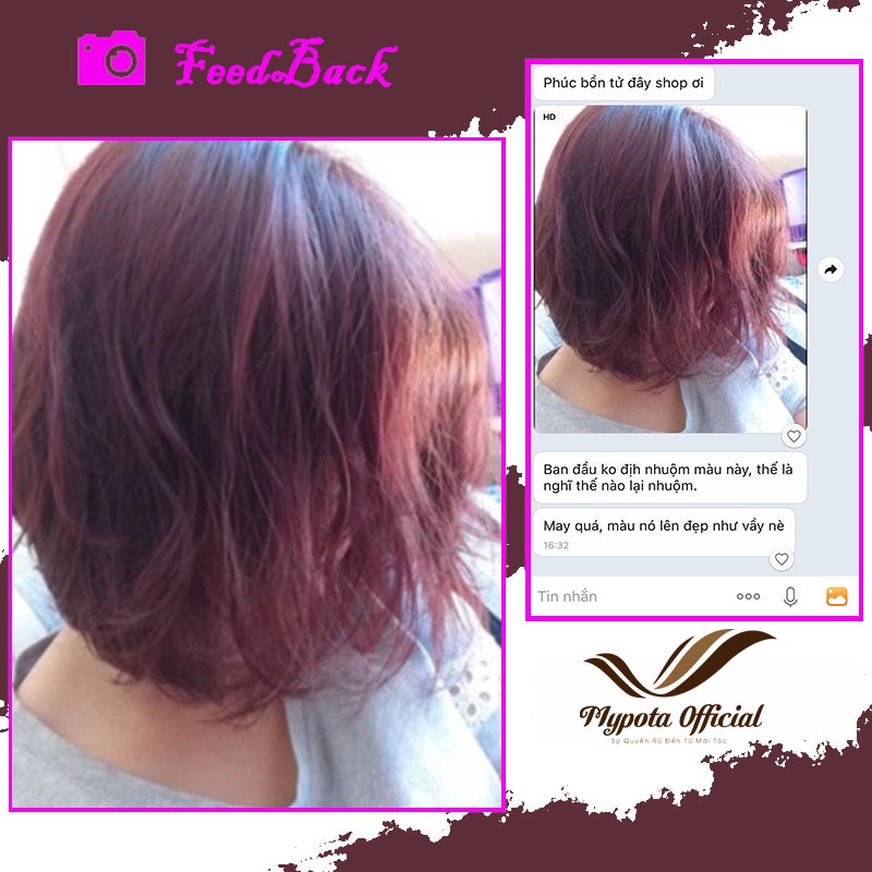 Thuốc nhuộm tóc màu phúc bồn tử - đỏ tím phong cách hàn quốc lên màu đẹp TN24