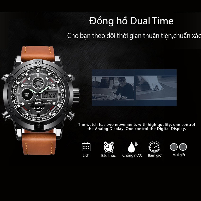 Đồng Hồ Nam XiNew Máy Nhật Cao Cấp, Đồng Hồ Thể Thao Dây Da Cao Cấp, Màn Hình Kim - Điện Tử, Chống Nước Tuyệt Đối | BigBuy360 - bigbuy360.vn