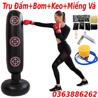 [TẶNG KÈM BỘ BƠM HƠI,KEO DÁN] Trụ đấm bốc boxing bơm hơi cao cấp tự đứng chân đế đổ nước cao cấp