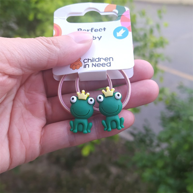 Set 2 Dây Cột Tóc Co Giãn Hình Vịt / Voi Hoạt Hình Dễ Thương Cho Bé Gái