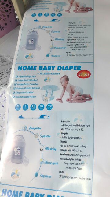 100 cái bỉm quần HOME BABY DIAPER size M L XL XXL XXL