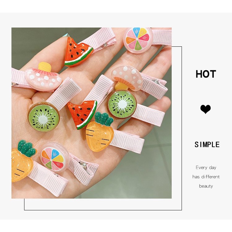 Set 5 cái kẹp tóc cho bé gái hoạt hình dễ thương, kẹp bọc vải không gây đau tóc
