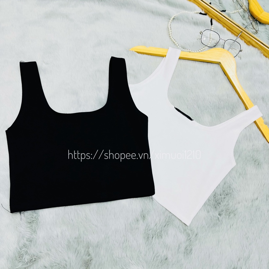 Áo Cổ Vuông Croptop 2 Dây Thun Gân Tăm QS QUYEN SHOP