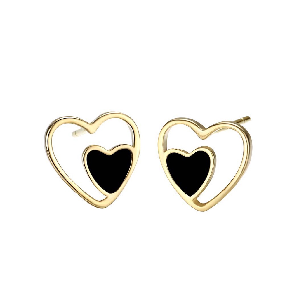 Khuyên Tai Hình Trái Tim Hai Màu Thời Trang Cho Nữ