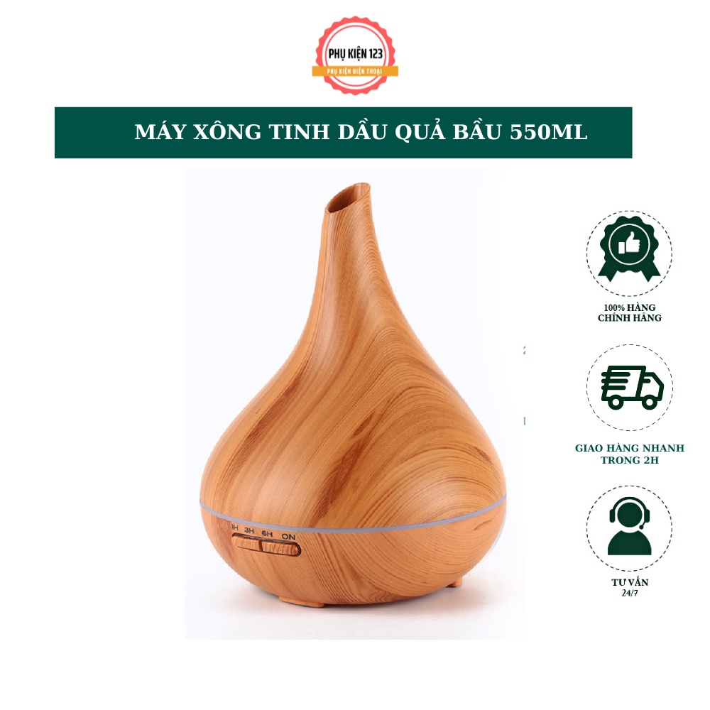 Máy xông tinh dầu Quả Bầu 550ml GULIFE cân bằng độ ẩm và làm thơm phòng sản phẩm BH 6 tháng