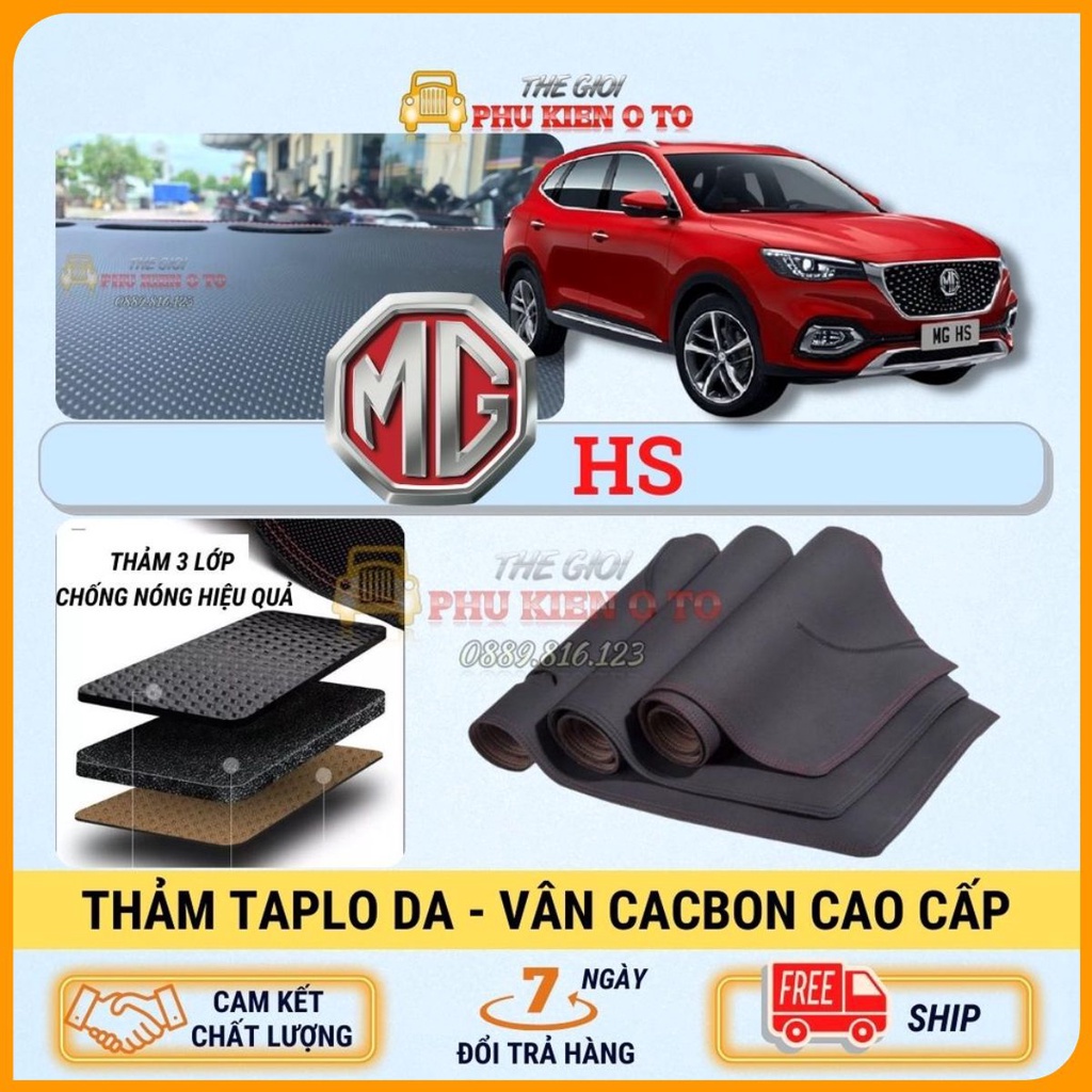 Thảm taplo MG HS 2021 - 2022 da Cacbon cao cấp, chống nóng ô tô hiệu quả