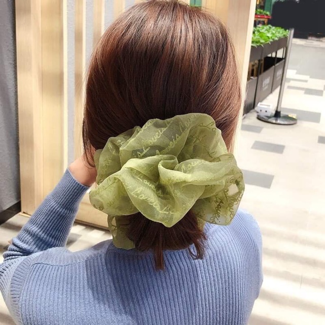 Chun cột tóc Scrunchie voan chữ siêu to
