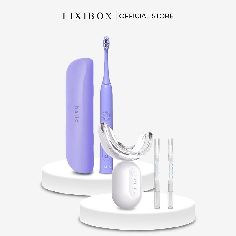 [Mã COSLXT5 giảm 10% đơn 600K] Combo Bàn Chải Điện Làm Halio Toothbrush PRO - Tím &amp; Máy Tẩy Trắng Răng Halio Enhancer