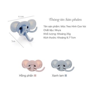 Móc dán tường treo đồ hình voi