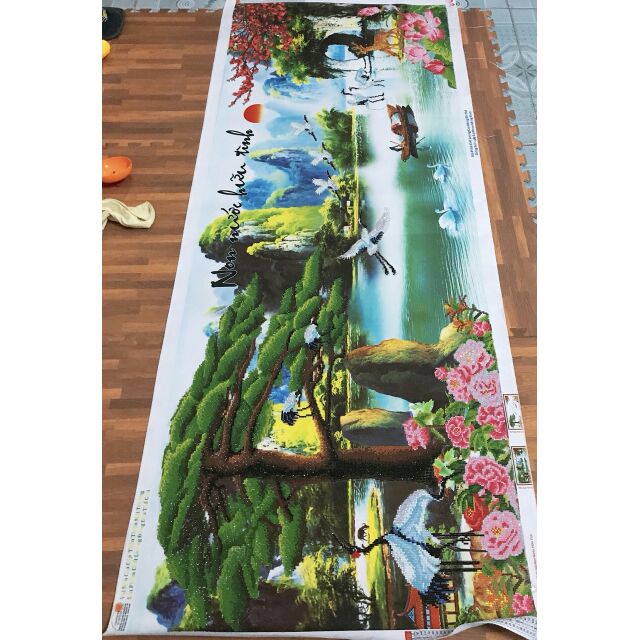 Tranh đính đá non Nước hữu tình 184*75 cm
