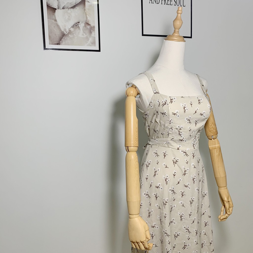 Đầm hai dây dáng dài váy hoa nhí dạo phố vintage tôn dáng sang trọng trẻ trung K1006