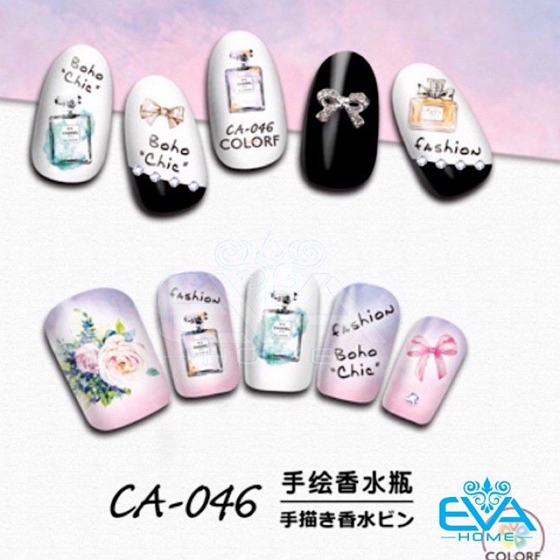 Decal Dán Móng Tay 3D Nail Sticker Tráng Trí Hoạ Tiết Chai Nước Hoa Fashion Perfume CA046
