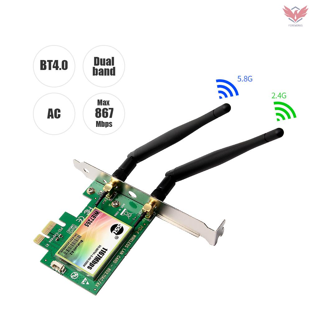 Card Mạng Không Dây Fir Wifi Card Ac 1200mbps Bt4.0 5.8ghz / 2.4ghz Thẻ