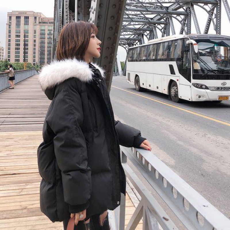 ÁO KHOÁC PHAO NỮ MŨ LÔNG HÀNG LOẠI 1 CÓ HÌNH THẬT