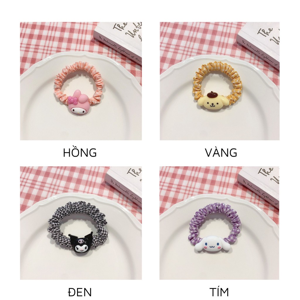 Dây Buộc Tóc Cột Tóc Vải Scrunchies Bản Nhỏ Đính Hình Đáng Yêu UMI F961