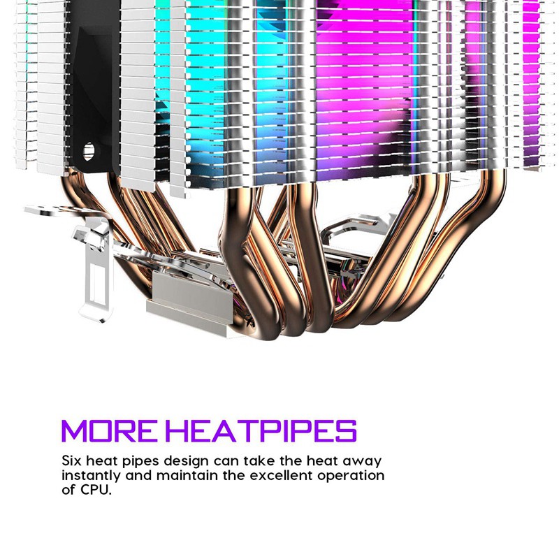 Quạt Tản Nhiệt Cpu 6 Ống 90mm Có Đèn Led Cầu Vồng Cho Intel 775