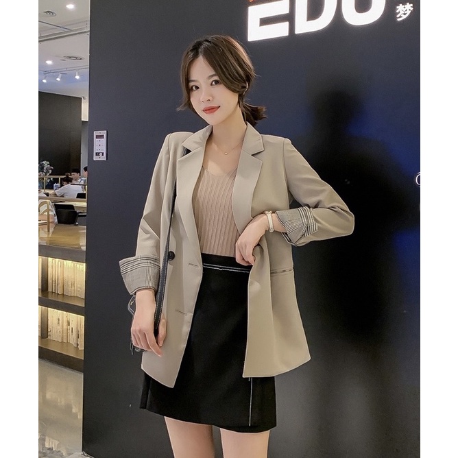 Áo Blazer Phối Tay Kẻ #mgdl44