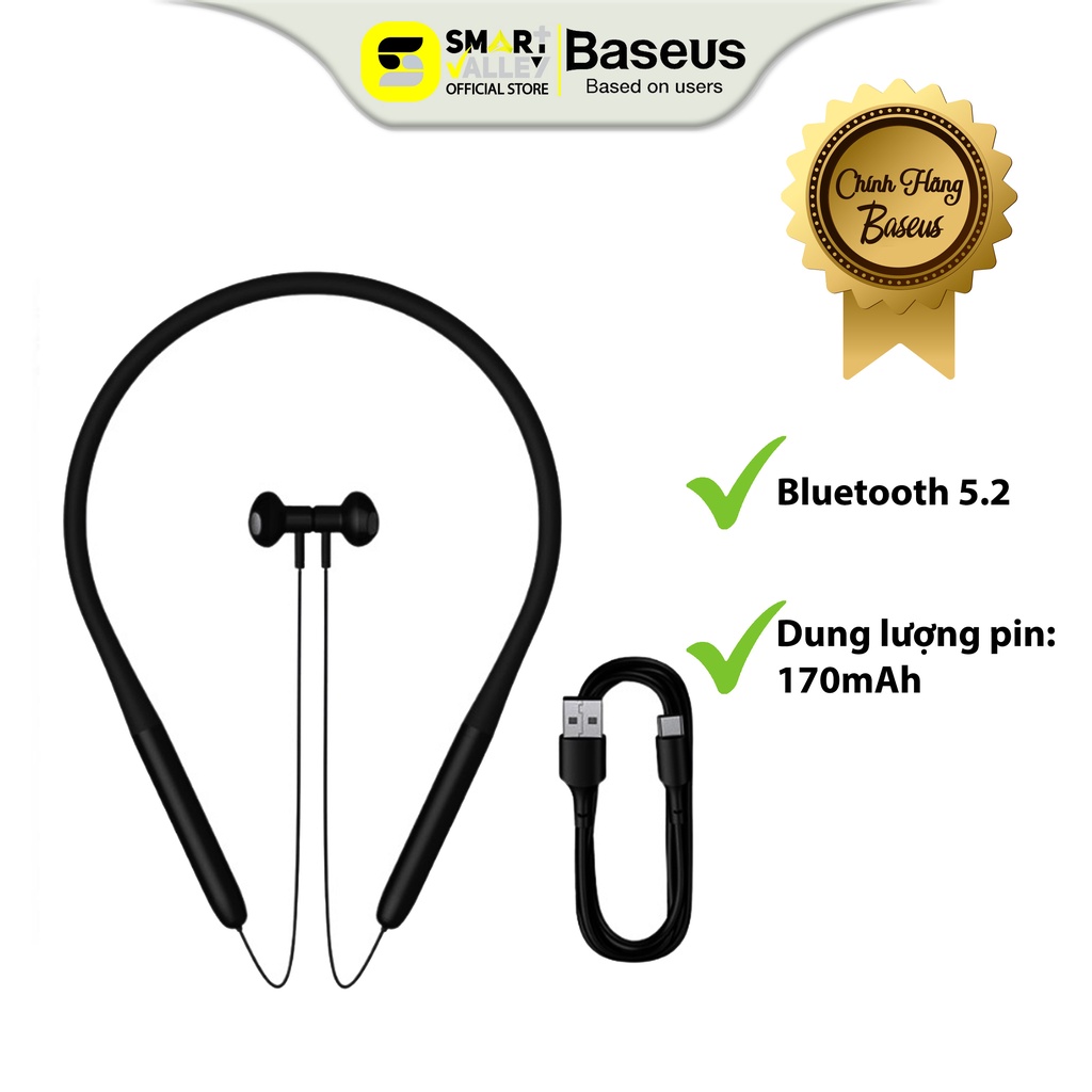 Tai Nghe Bluetooth Baseus Bowie P1 Half In-earl, Âm Thanh Rõ Nét, Dòng Thể Thao, Đeo Cổ Chắc Chắn, Siêu Bền