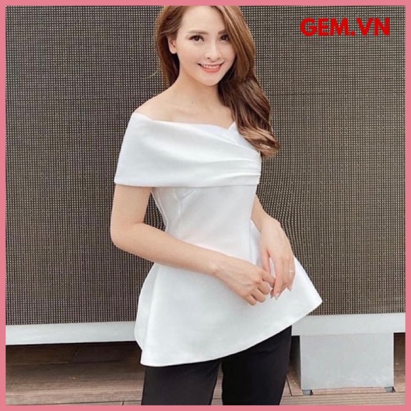 Áo thun trễ vai cách điệu G130 hàng thiết kế chất loại 1 mặc mát không bị nóng, dễ phối chân váy hoặc quần