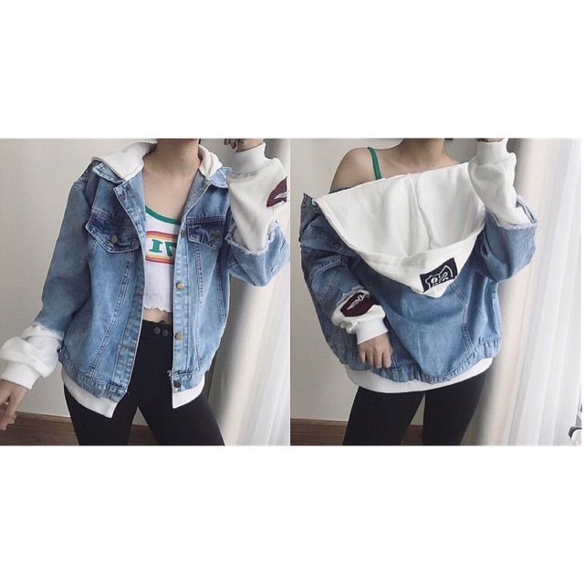 ÁO KHOÁC JEAN NÓN NỈ TRẮNG | BigBuy360 - bigbuy360.vn