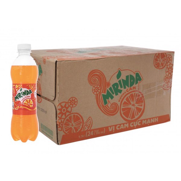 Thùng 24 Chai Nước Ngọt Có Gas Mirinda Hương Cam 390ml