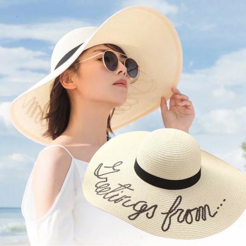 Mũ vành rộng,thêu chữ hàng đẹp