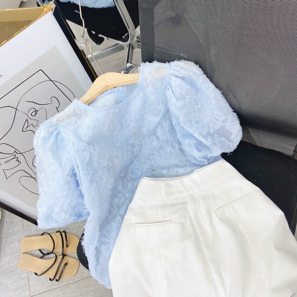 SET XANH VOAN REN BI CỔ TRÒN + CHÂN VÁY TRẮNG 🐋🐋