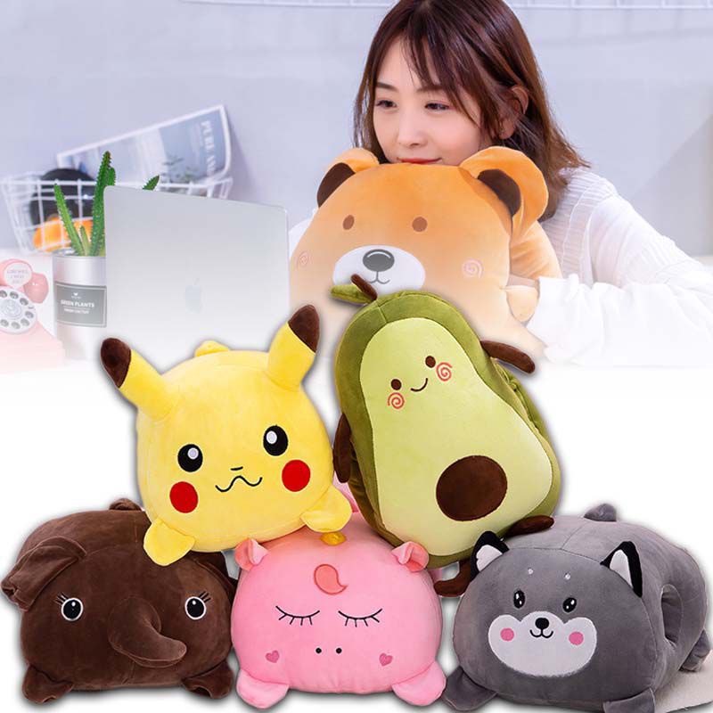 Gối Ôm Nhồi Bông Giữ Ấm Tay Mềm Mại Thiết Kế Kiểu Dáng Pikachu Dễ