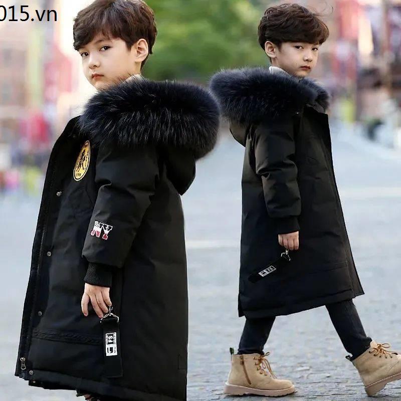 Áo khoác cotton dáng dài giữ ấm mùa đông phong cách Hàn Quốc cho bé trai