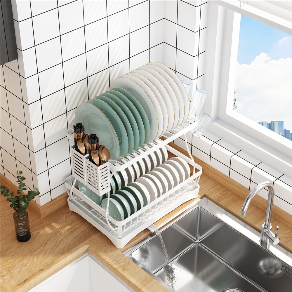 Kệ chén bát thông minh 2 tầng có khay, giá để bát đũa tiện dụng | BigBuy360 - bigbuy360.vn