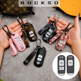 Bao da chìa khóa smartkey xe ô tô Mazda CX5 CX8 2 3 6 mẫu mới khâu tay có dây tay cầm