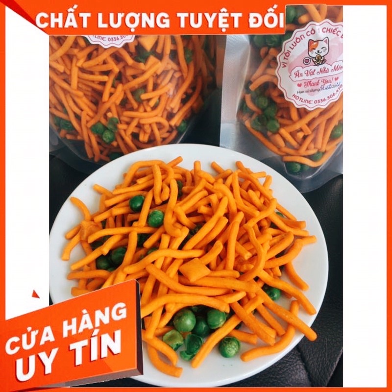 500g Bim Bim tăm que đậu hà lan LOẠI NGON giòn giòn, cay cay