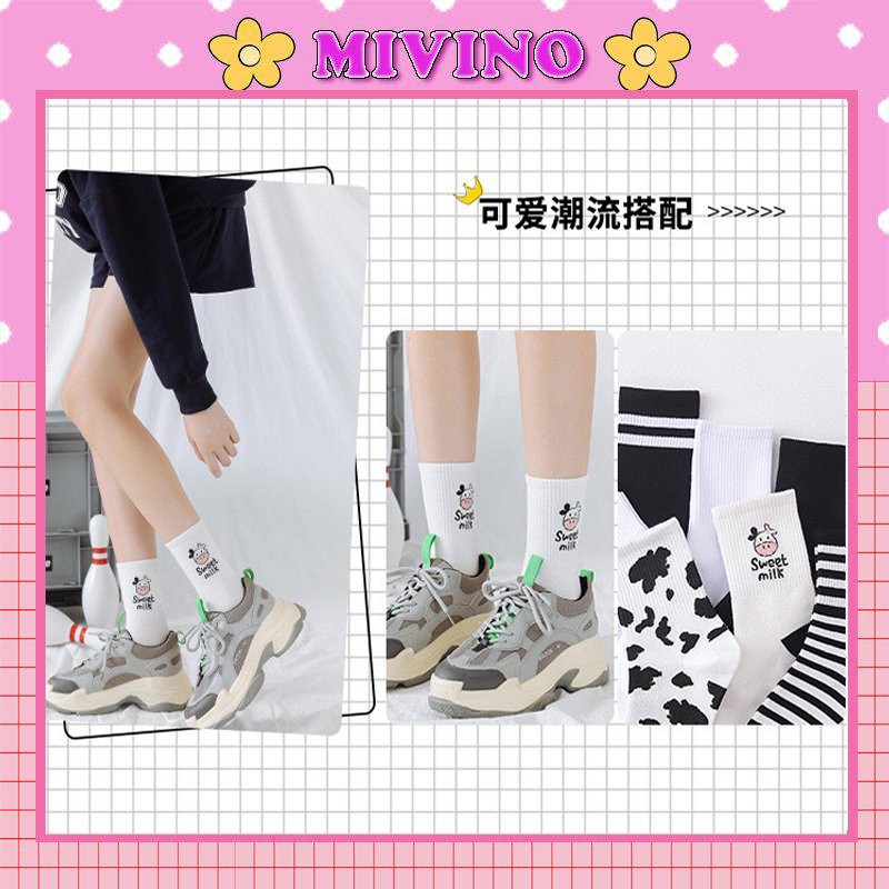 [Mã FAWINTER hoàn 15% xu đơn 99K] Vớ tất nam nữ unisex Bò Sữa cực đẹp TN76