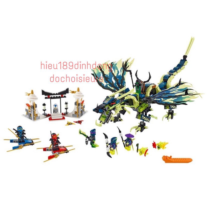 Lắp ráp xếp hình NOT LEGO NINJAGO MOVIE 70736 LEPIN 06018 BELA 10400 : Cuộc tấn công của Rồng Ma Morro 659 mảnh